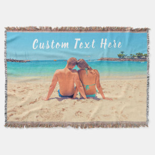 Personalised Your Photo Throw Blanket Custom Text