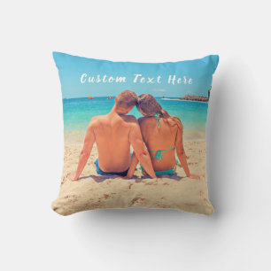 Personalised Your Photo Throw Pillow Custom Text