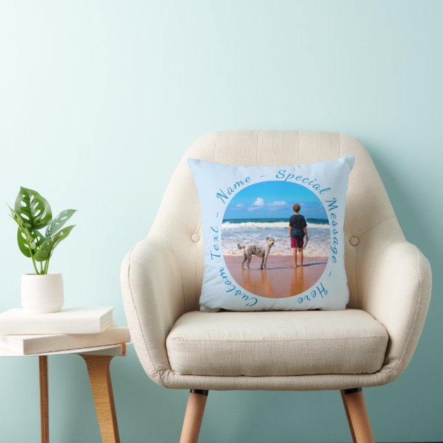 Personalised Your Photo Throw Pillow Custom Text (Chair)