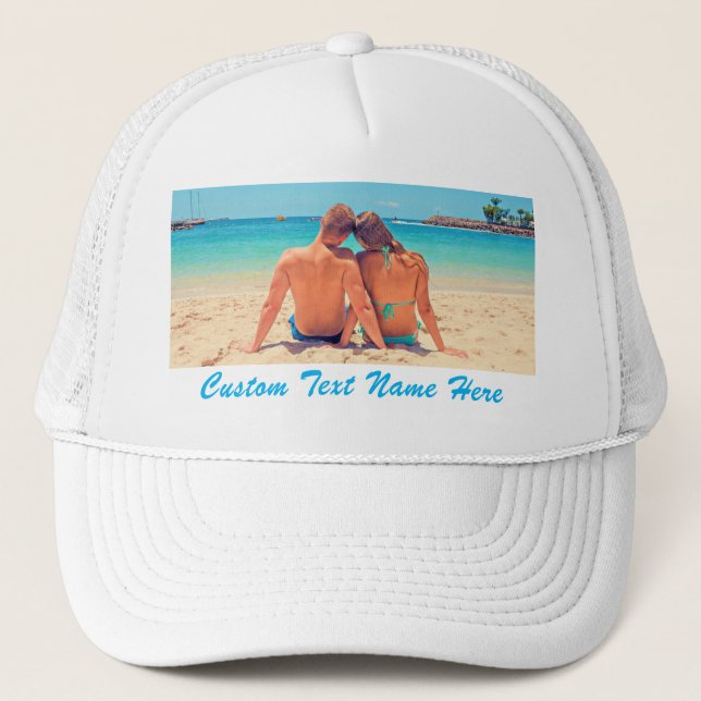 Personalised Your Photo Trucker Hat Custom Text (Front)