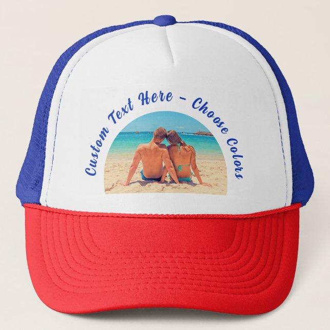 Personalised Your Photo Trucker Hat Custom Text (Front)