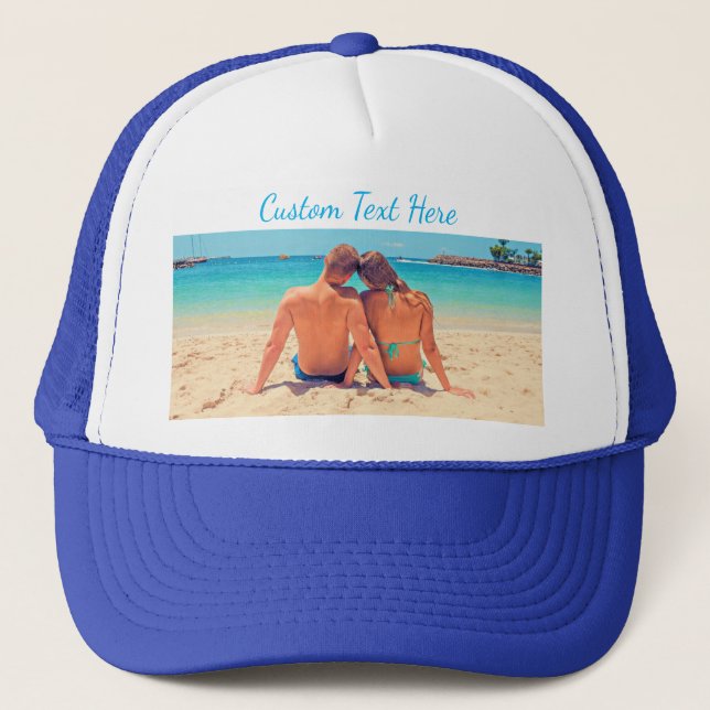 Personalised Your Photo Trucker Hat Custom Text (Front)