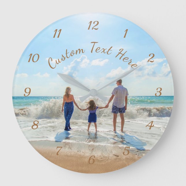 Personalised Your Photo Wall Clock and Custom Text (Front)