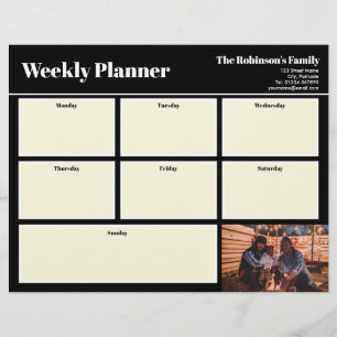 Personalised Your Photo Weekly Planner Plain Black Custom Letterhead