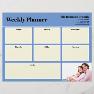 Personalised Your Photo Weekly Planner Plain Blue Custom Letterhead