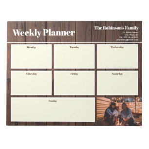 Personalised Your Photo Weekly Planner Rustic Wood Notepad
