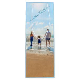 Personalised Your Photo Wine Gift Bag Custom Text