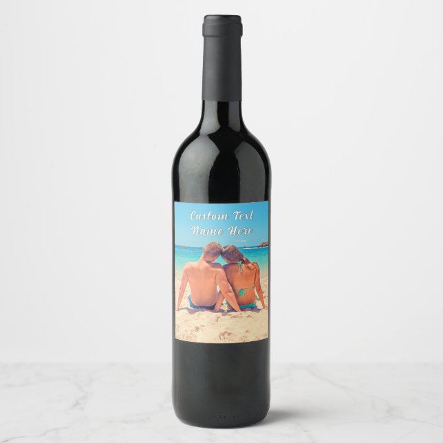 Personalised Your Photo Wine Labels Custom Text (Front)