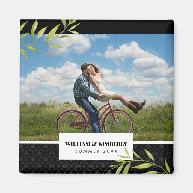 Personalised Your Photo with Laurel and Damask Magnet (Front)