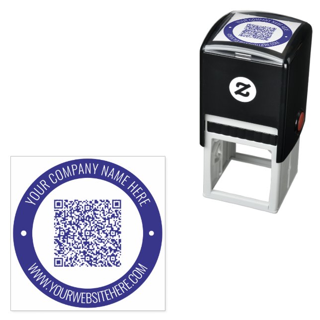 Personalised Your QR Code and Text Round Stamp (In Situ)
