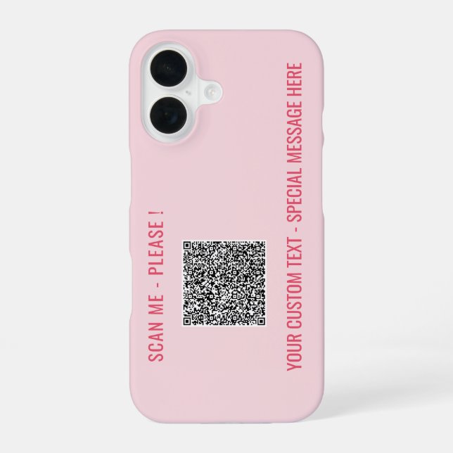 Personalised Your QR Code Custom Text and Colours iPhone 16 Case (Back)