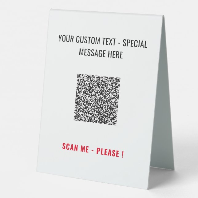 Personalised Your QR Code Table Tent Sign Example (Back)