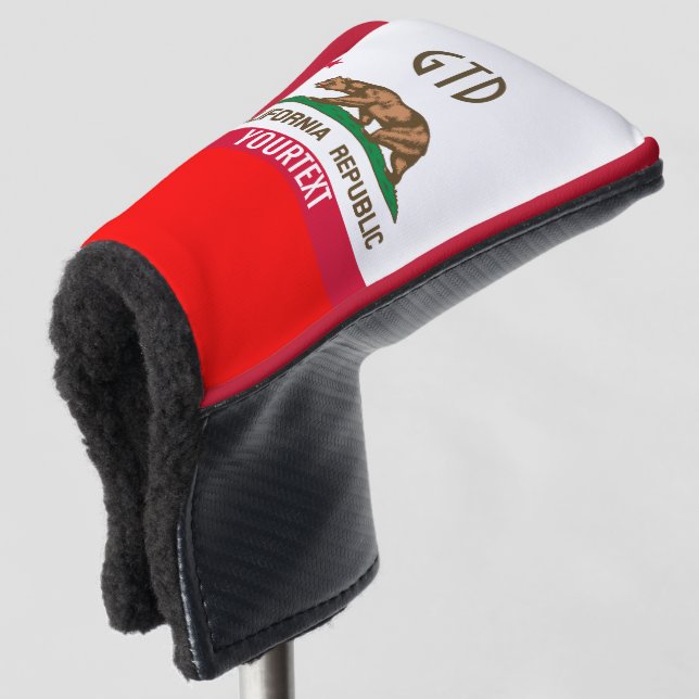 Personalised Your Text California State Flag on a Golf Head Cover (3/4 Front)