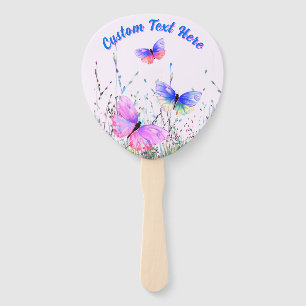 Personalised Your Text Hand Fans with Butterflies