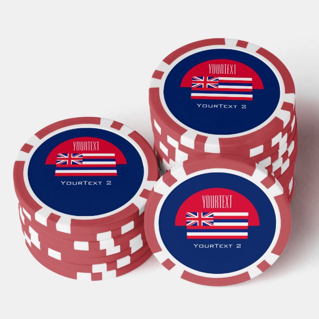 Personalised Your Text Hawaii State Flag on a Poker Chips (Stack)