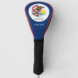 Personalised Your Text Illinois State Flag on a Golf Head Cover