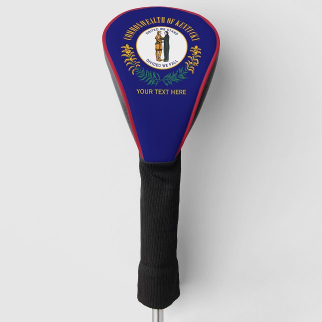 Personalised Your Text Kentucky State Flag on a Golf Head Cover (Front)