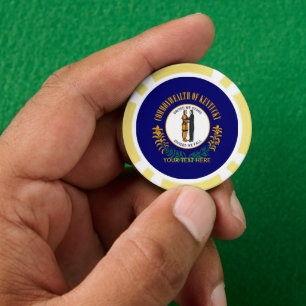 Personalised Your Text Kentucky State Flag on a Poker Chips