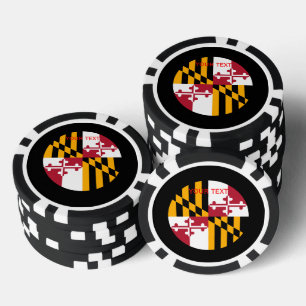 Personalised Your Text Maryland State Flag on a Poker Chips