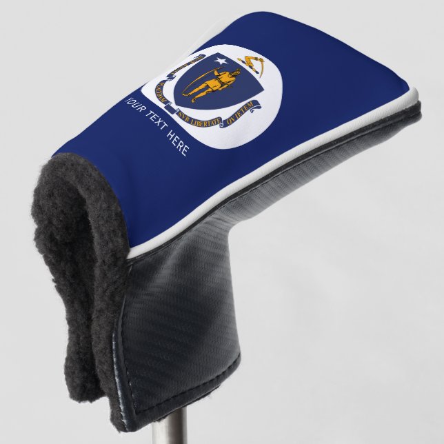 Personalised Your Text Massachusetts State Flag on Golf Head Cover (3/4 Front)