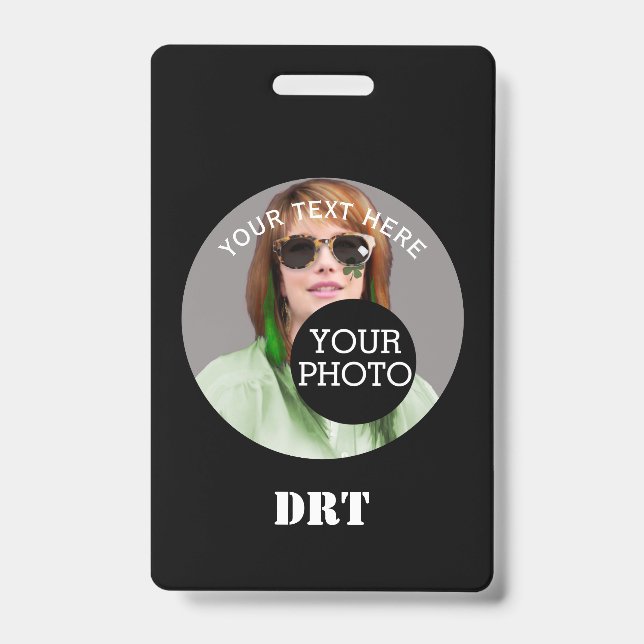 Personalised Your Text Monogram Your Image on a ID Badge (Front)