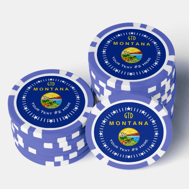 Personalised Your Text Montana State Flag on a Poker Chips (Stack)