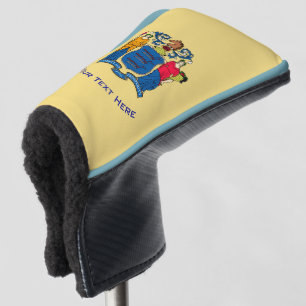 Personalised Your Text New Jersey State Flag on a Golf Head Cover
