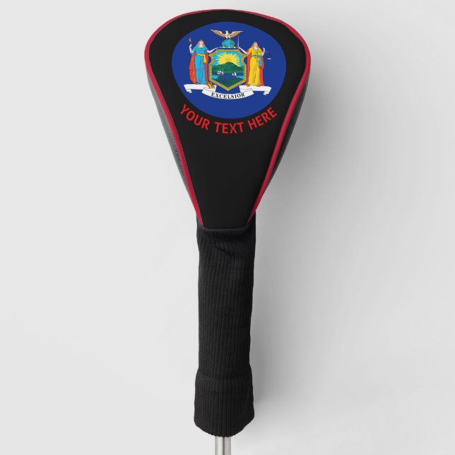 Personalised Your Text New York State Flag on a Golf Head Cover (Front)