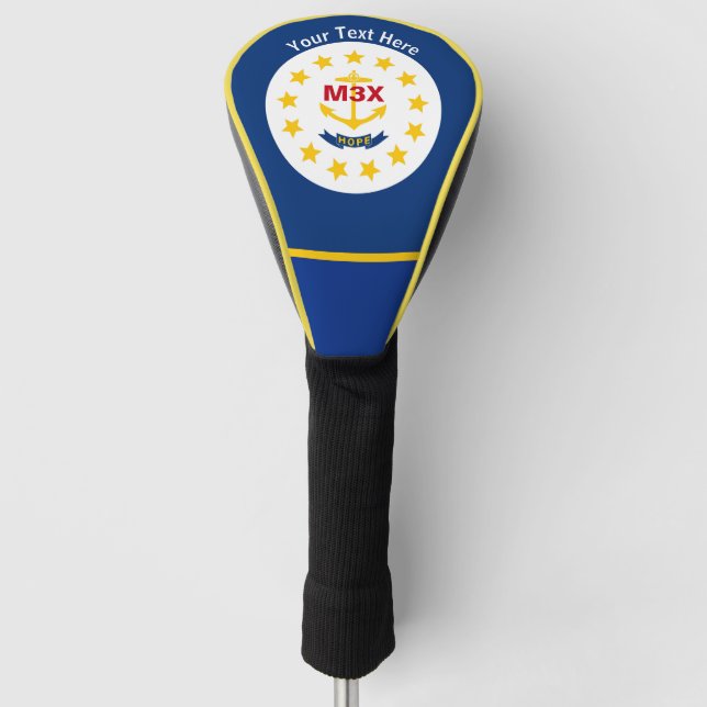 Personalised Your Text Rhode Island State Flag on Golf Head Cover (Front)