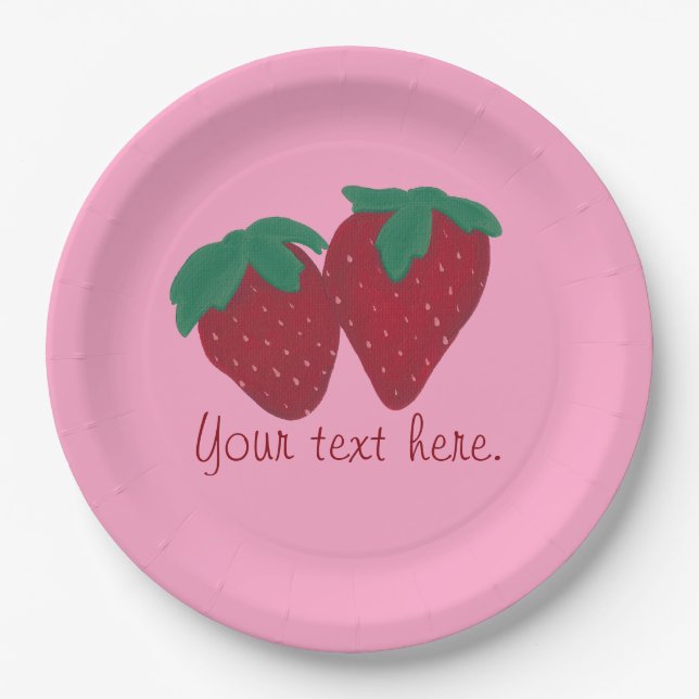 Personalised Your Text Strawberries Paper Plates (Front)