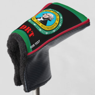 Personalised Your Text Washington State Flag on a Golf Head Cover
