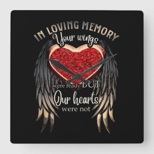 Personalised Your Wings Were Ready But Our Hearts Square Wall Clock