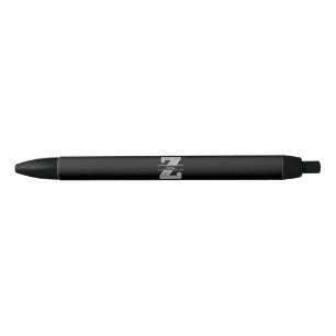 Personalised Z Initial Silver Monogram Your Name Black Ink Pen