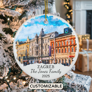 Personalised Zagreb Ornament, Croatia Ceramic Ornament