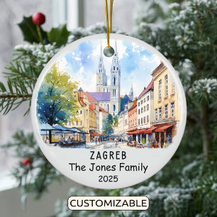 Personalised Zagreb Ornament, Croatia Ceramic Ornament