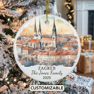 Personalised Zagreb Ornament, Croatia Gift Ceramic Ornament