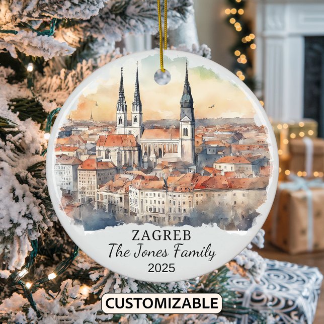 Personalised Zagreb Ornament, Croatia Gift Ceramic Ornament (Creator Uploaded)