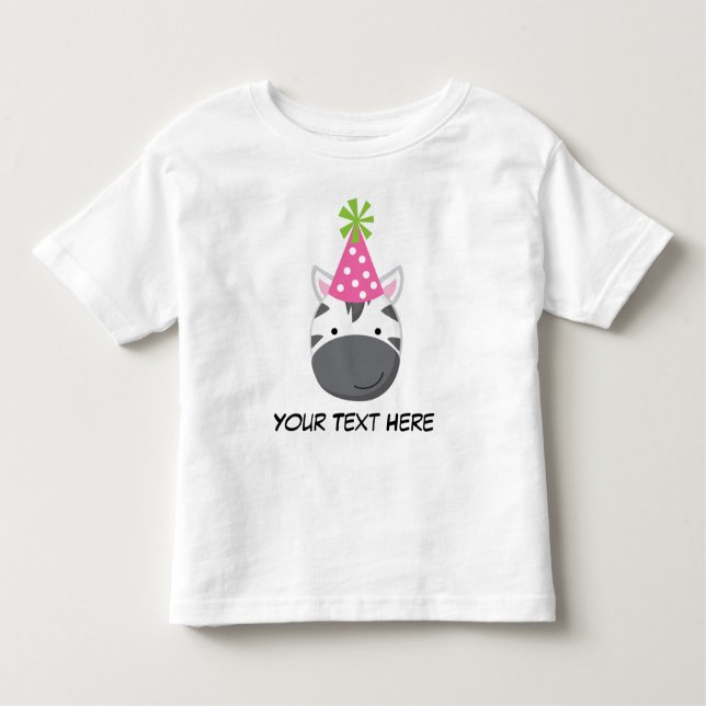Personalised Zebra Birthday T Shirt For Girls (Front)