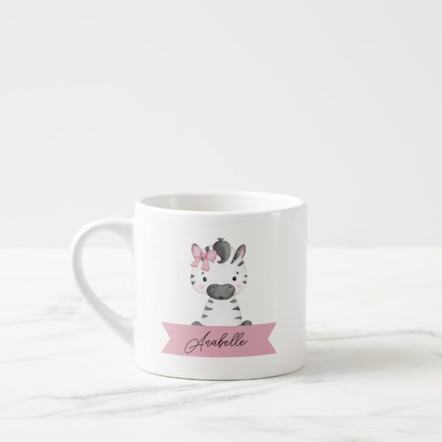 Personalised zebra kids  espresso cup (Left)