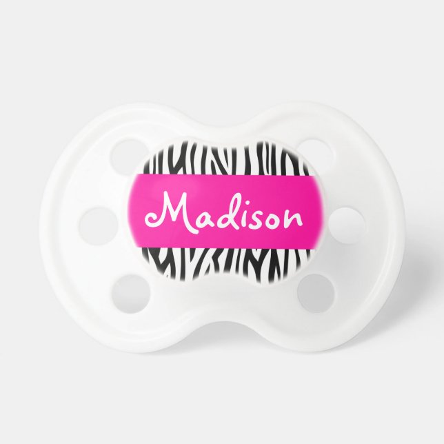 Personalised Zebra Pink Dummy (Front)