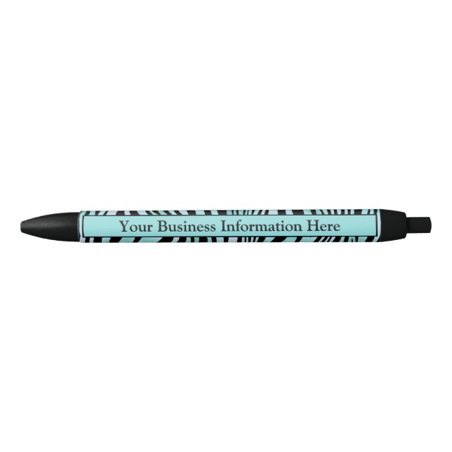 Personalised Zebra Print Black and Teal Turquoise  Ink Pen (Front)