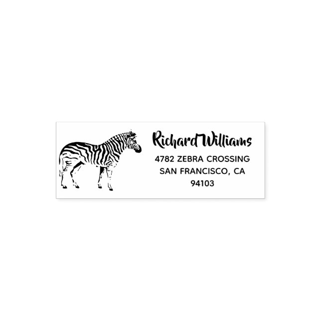Personalised Zebra Return Address Pre Inked Stamp (Design)