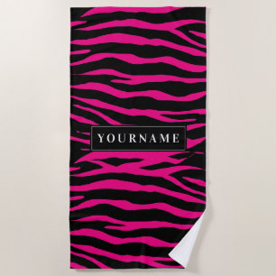 Personalised zebra stripe pattern animal print beach towel