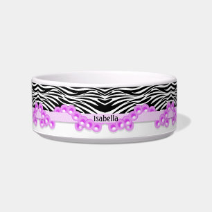 Personalised Zebra Stripes and Pink Pearls Bowl