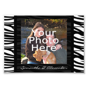 Personalised Zebra Stripes Black Photo Border Print