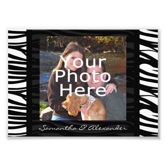 Personalised Zebra Stripes Black Photo Border Print (Front)
