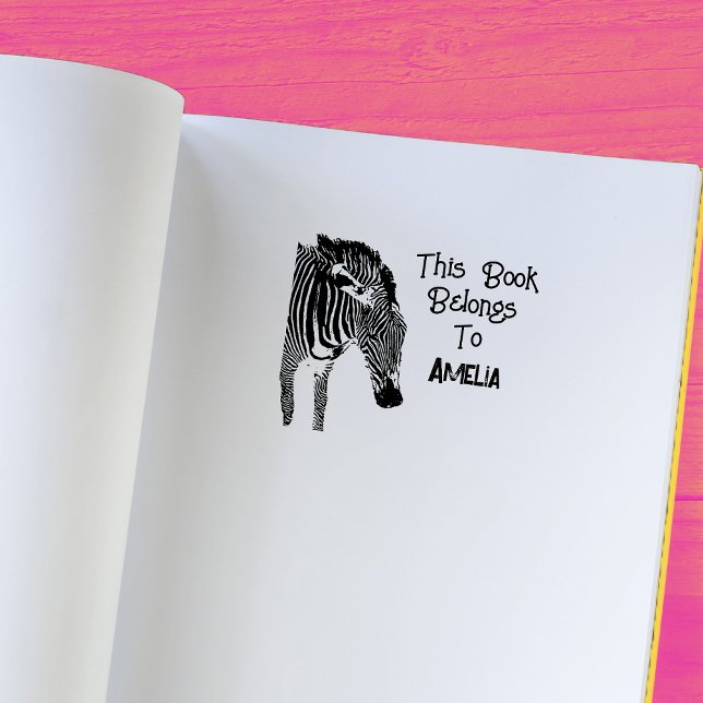 Personalised Zebra This Book Belongs  Rubber Stamp (Creator Uploaded)