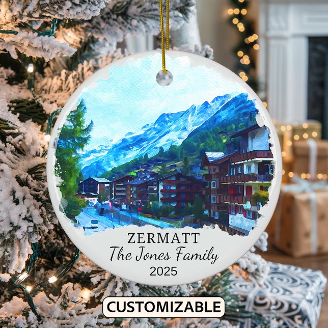 Personalised Zermatt Ornament, Switzerland Ceramic Ornament (Creator Uploaded)