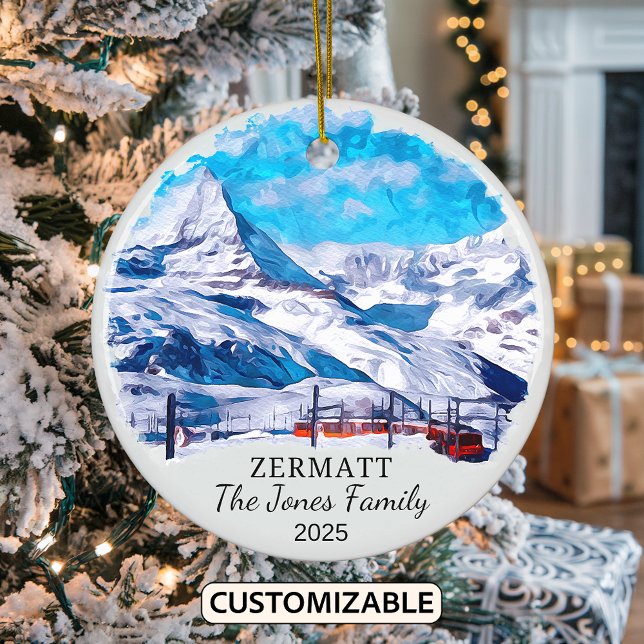 Personalised Zermatt Ornament, Switzerland Ceramic Ornament (Creator Uploaded)