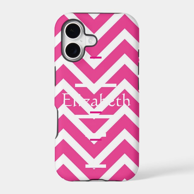 Personalised Zigzag Chevron Pattern Pink & White (Back)